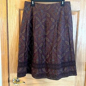 Apt.9 - Beautiful Beaded Brown Patterned Skirt - Pleats - Size 10